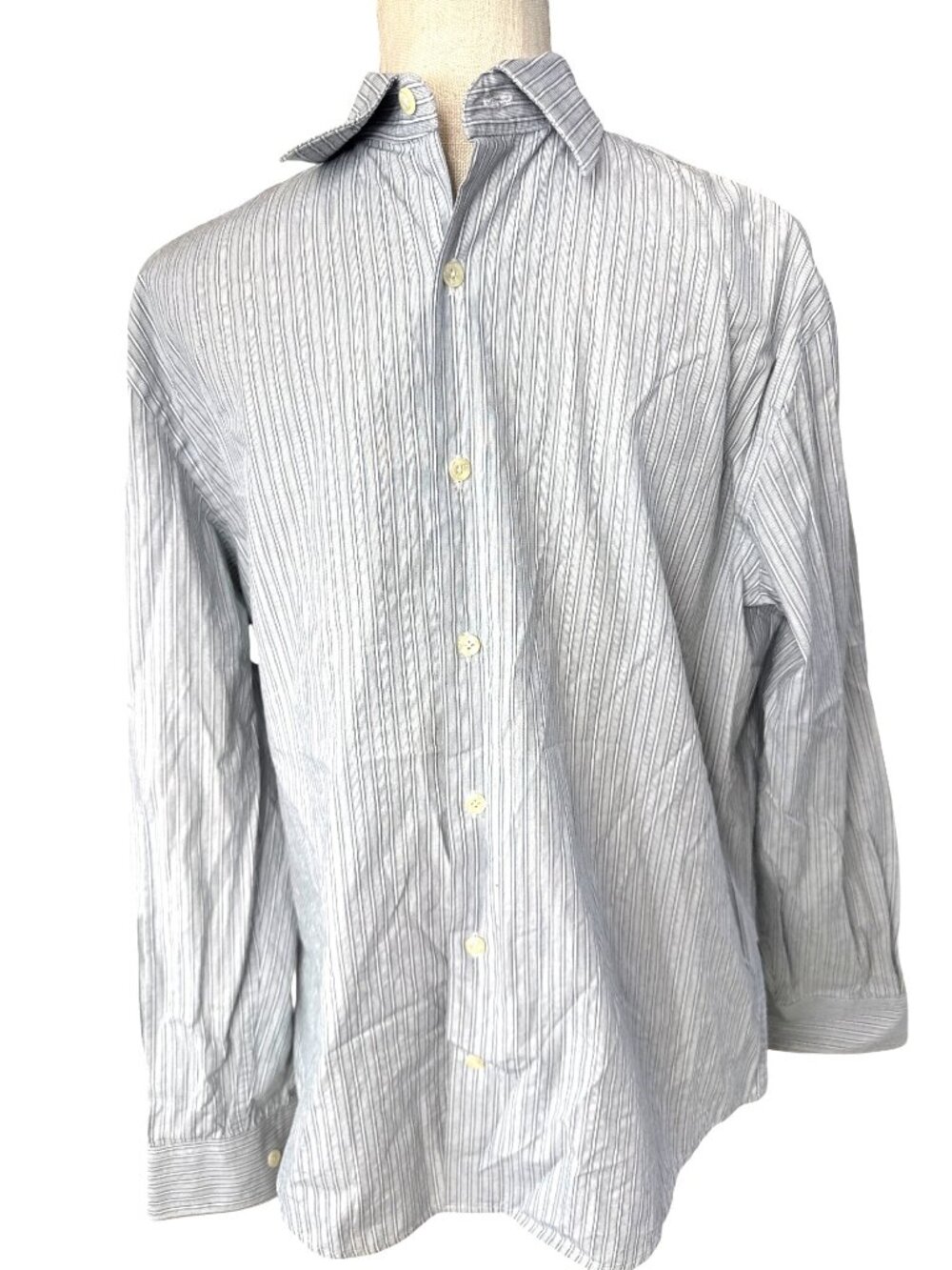 Perry Ellis City Fit Mens Striped Long-Sleeve Button-Up Shirt 100% Cotton M